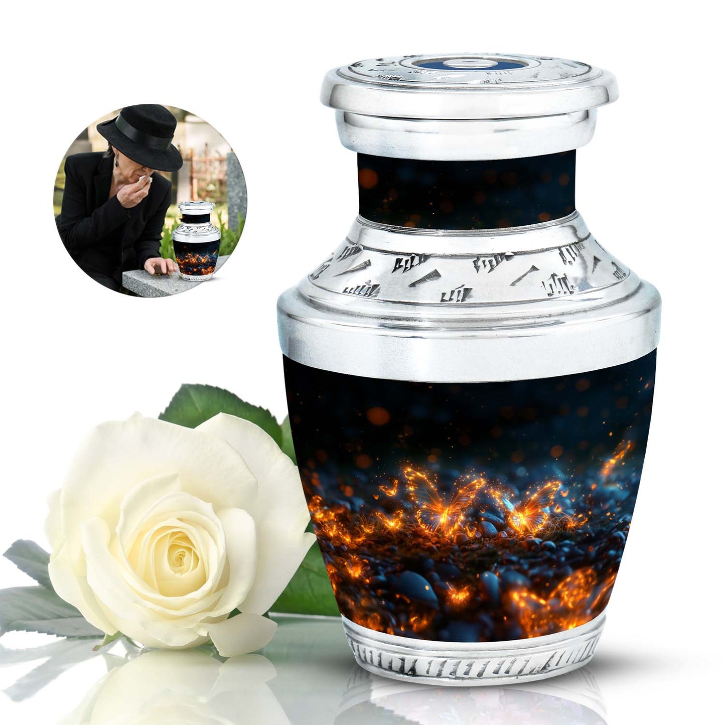 Personalized Butterfly Cremation Urn for Adult - 10-inch, 200 cu in - Yatskia