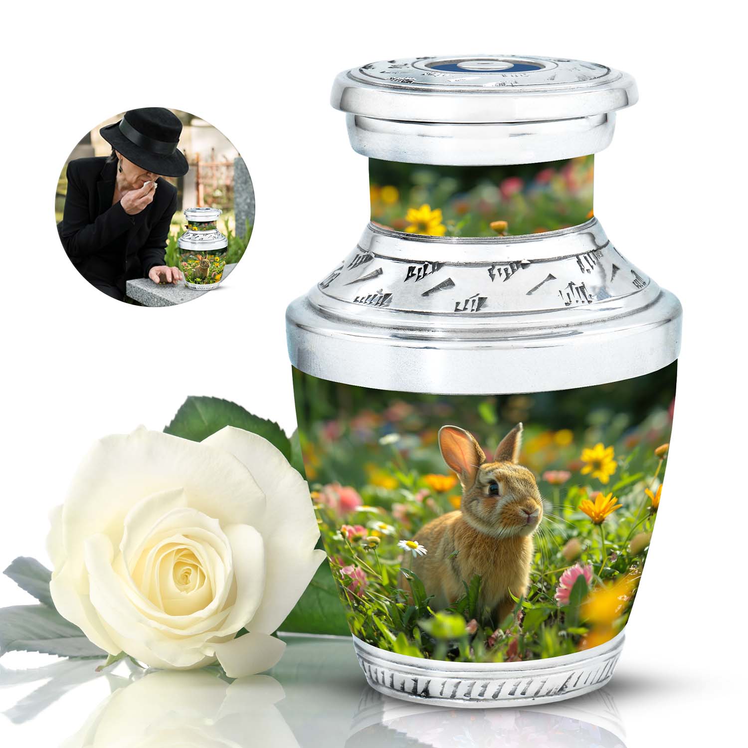 Bunny Rabbit Memorial Urn - Beautifully Designed Keepsake Urns For Pet