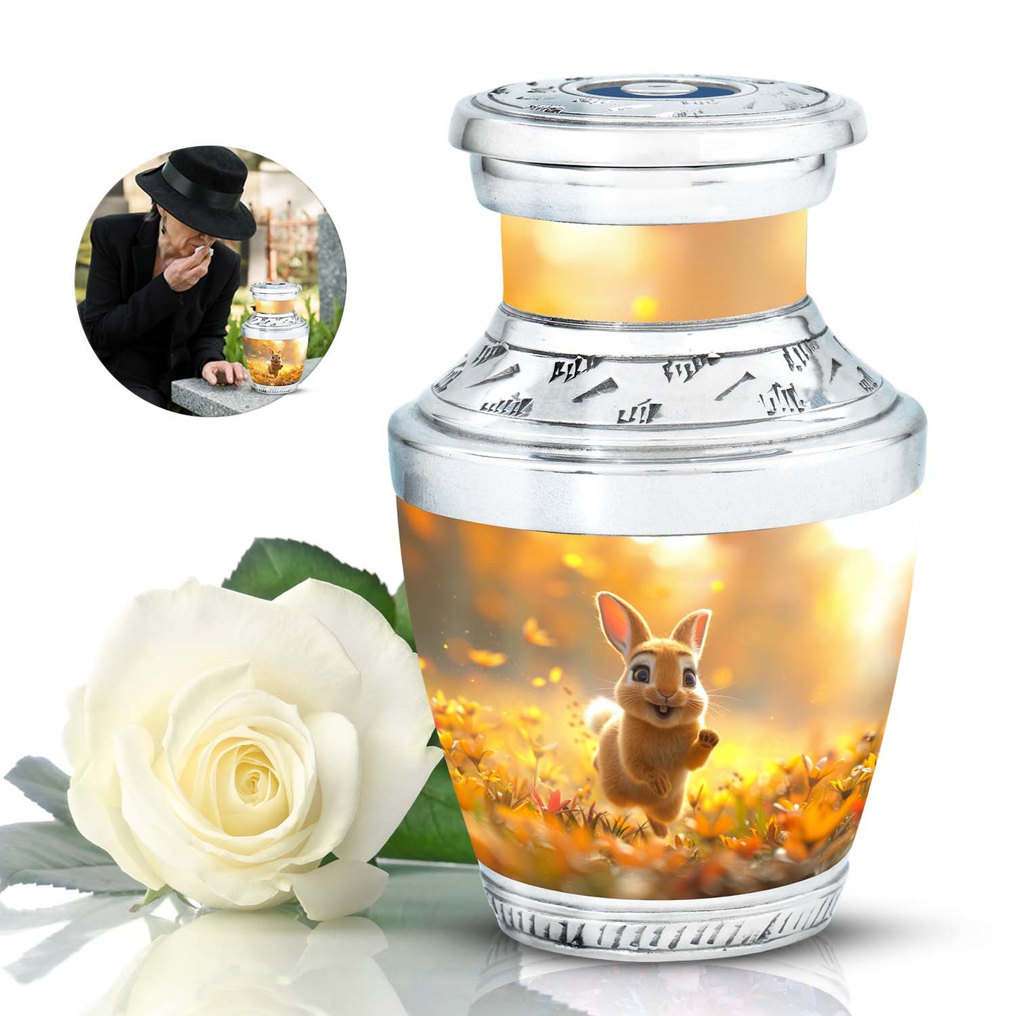 Personalized Rabbit Cremation Urn for Pet Ashes - 10-inch, 200 cu in - Yatskia