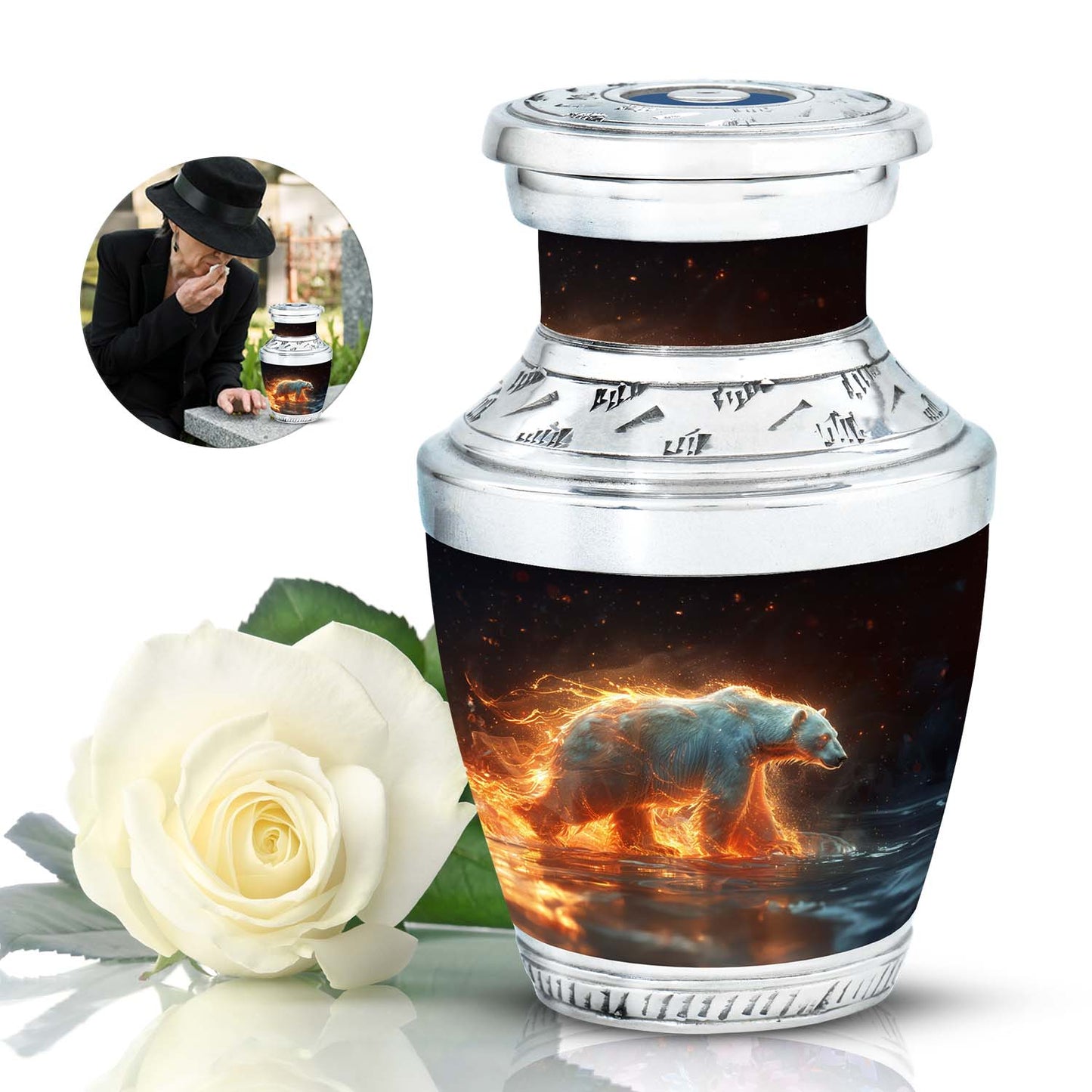 Personalized Bear Cremation Urn for Human Ashes - 10-inch, 200 cu in - Yatskia
