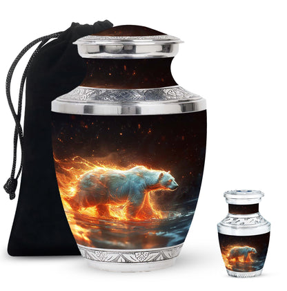 Personalized Bear Cremation Urn for Human Ashes - 10-inch, 200 cu in - Yatskia
