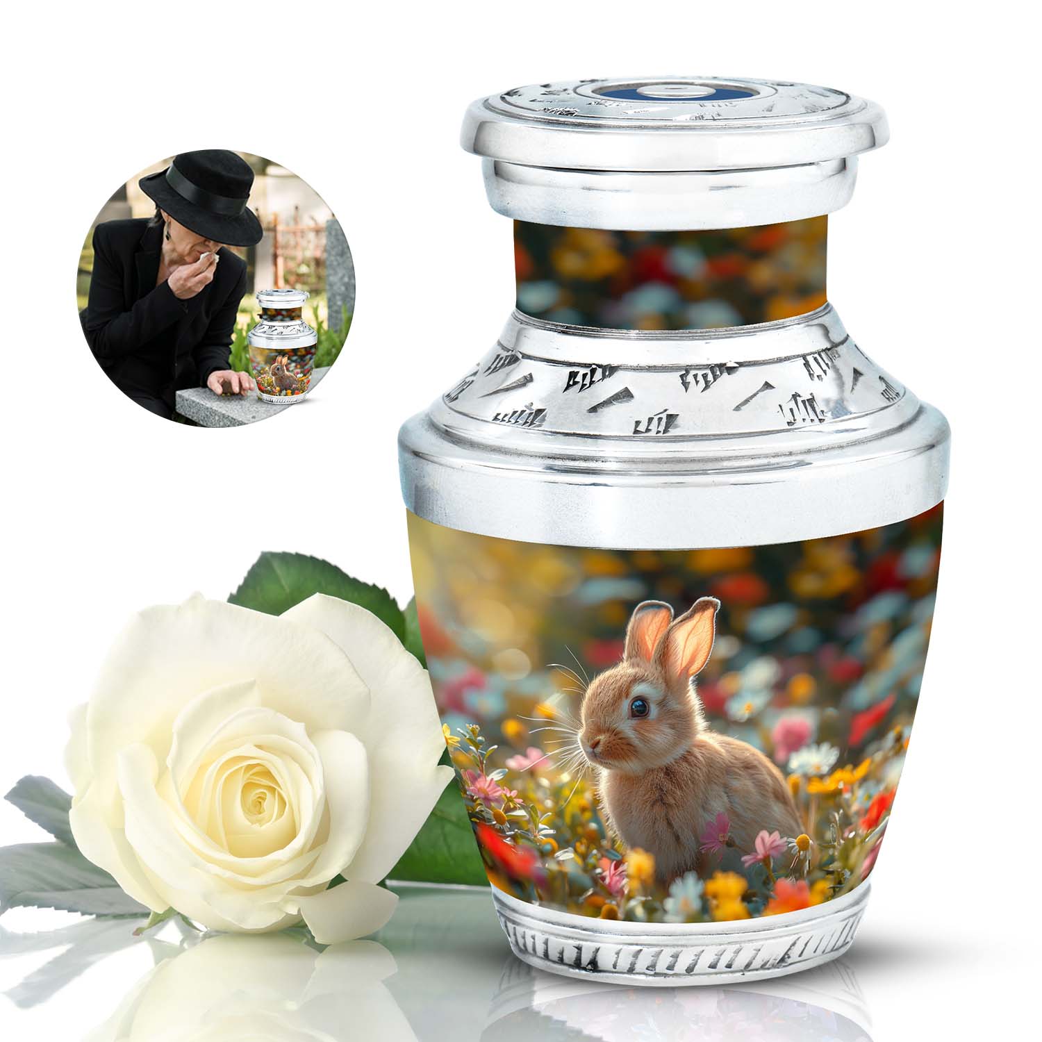 Bunny Engravable Urns For Human Ashes - Rabbit Large Cremation Urns