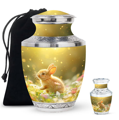 Personalized Rabbit Memorial Urn for Pet Ashes - 10-inch, 200 cu in - Yatskia