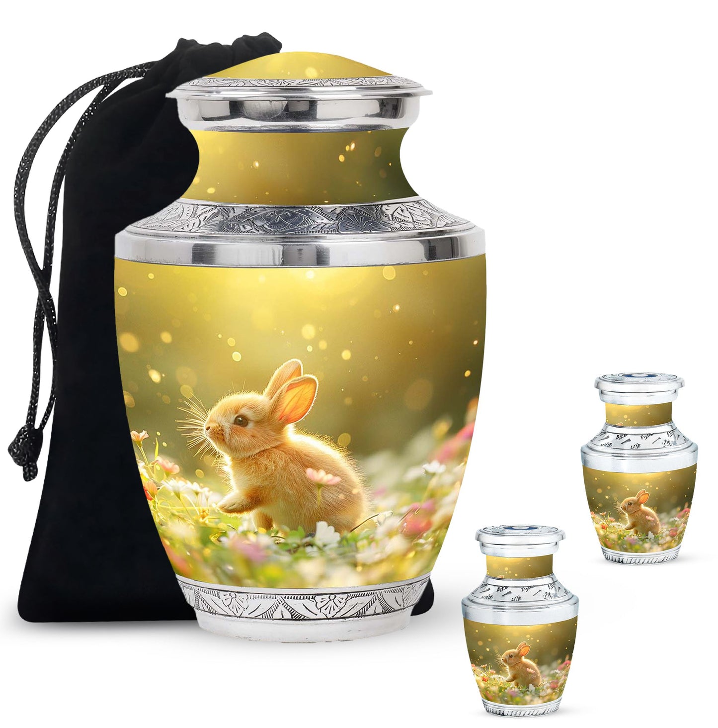 Personalized Rabbit Memorial Urn for Pet Ashes - 10-inch, 200 cu in - Yatskia