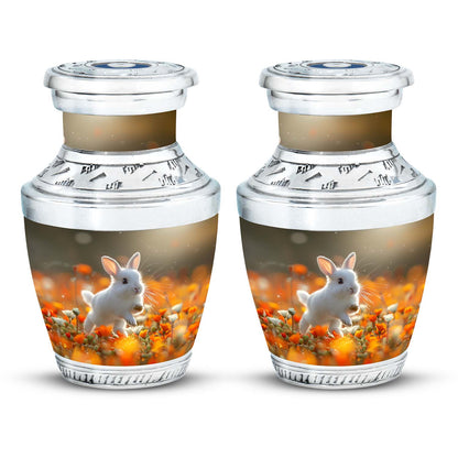 White Personalized Rabbit Cremation Urn for Pet Ashes - 10-inch, 200 cu in - Yatskia