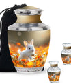 White Bunny Memorial Urn - Rabbit Funeral Large Cremation Urns For Women