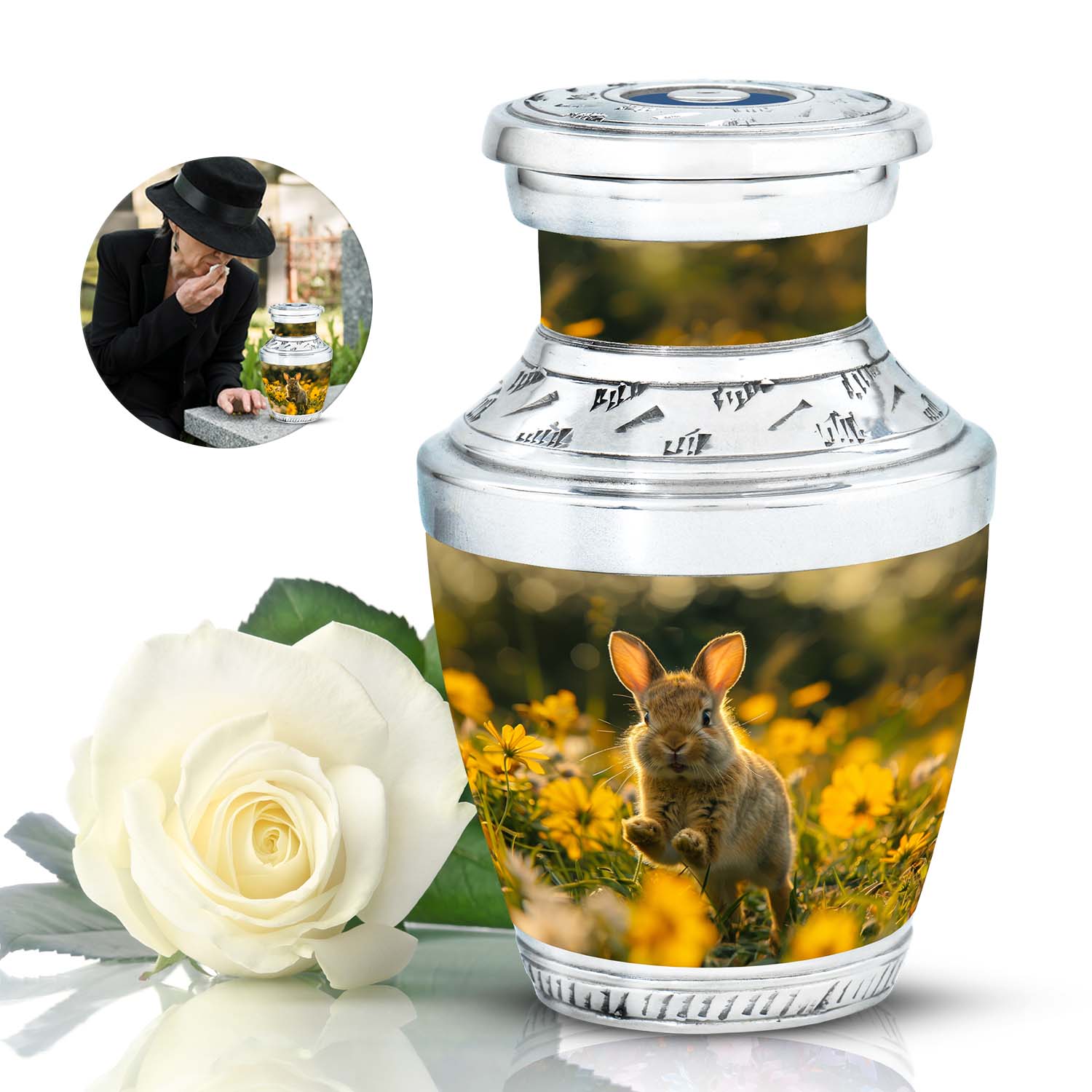 Bunny Rabbit Urn For Cremation - Rabbit Funeral Large Urns For Ashes