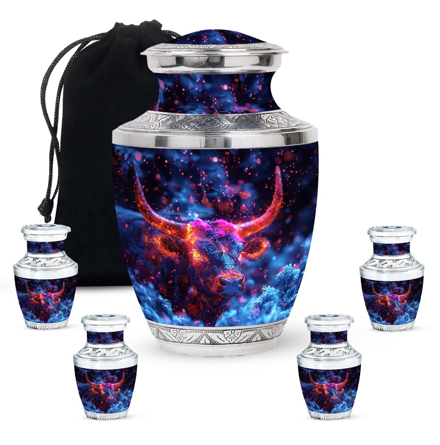 Personalized Bull Cremation Urn for Men - 10-inch, 200 cu in - Yatskia