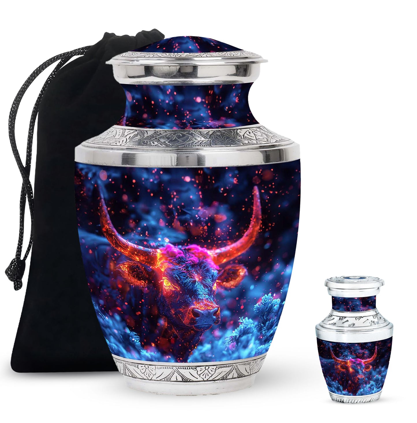 Personalized Bull Cremation Urn for Men - 10-inch, 200 cu in - Yatskia