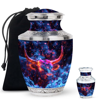 Personalized Bull Cremation Urn for Men - 10-inch, 200 cu in - Yatskia