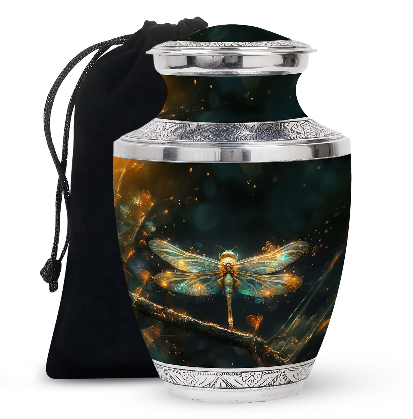 Personalized Dragonfly Keepsake Urn for Women - 10-inch, 200 cu in - Yatskia