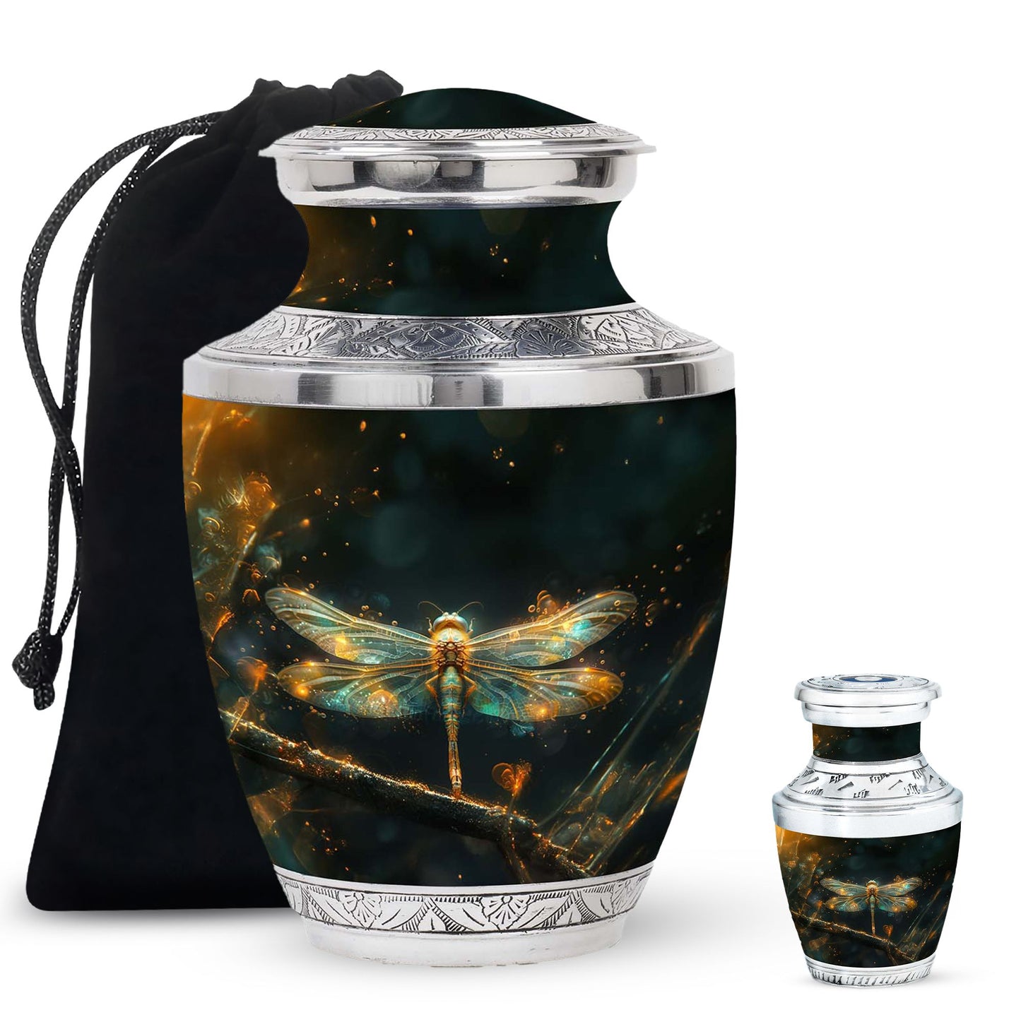 Personalized Dragonfly Keepsake Urn for Women - 10-inch, 200 cu in - Yatskia