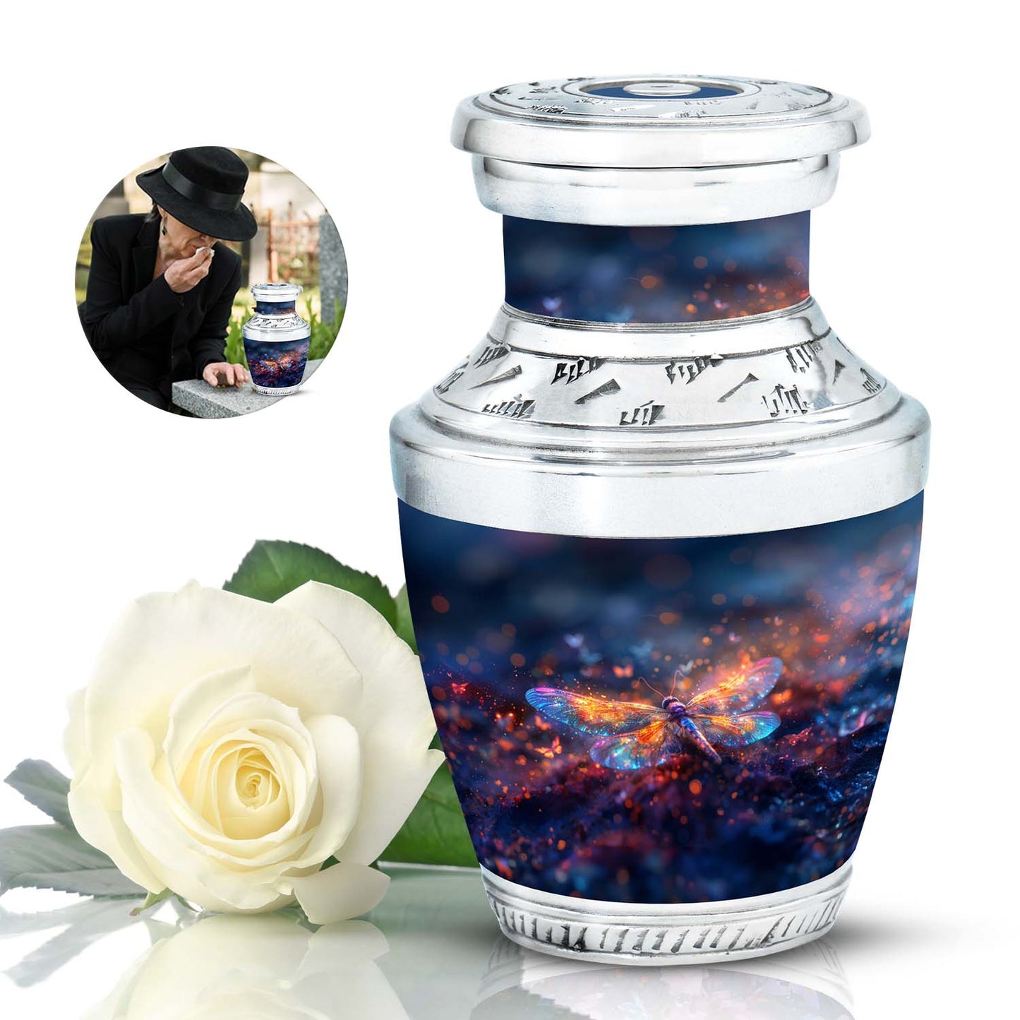 Personalized Dragonfly Cremation Urn for Human Ashes - 10-inch, 200 cu in - Yatskia