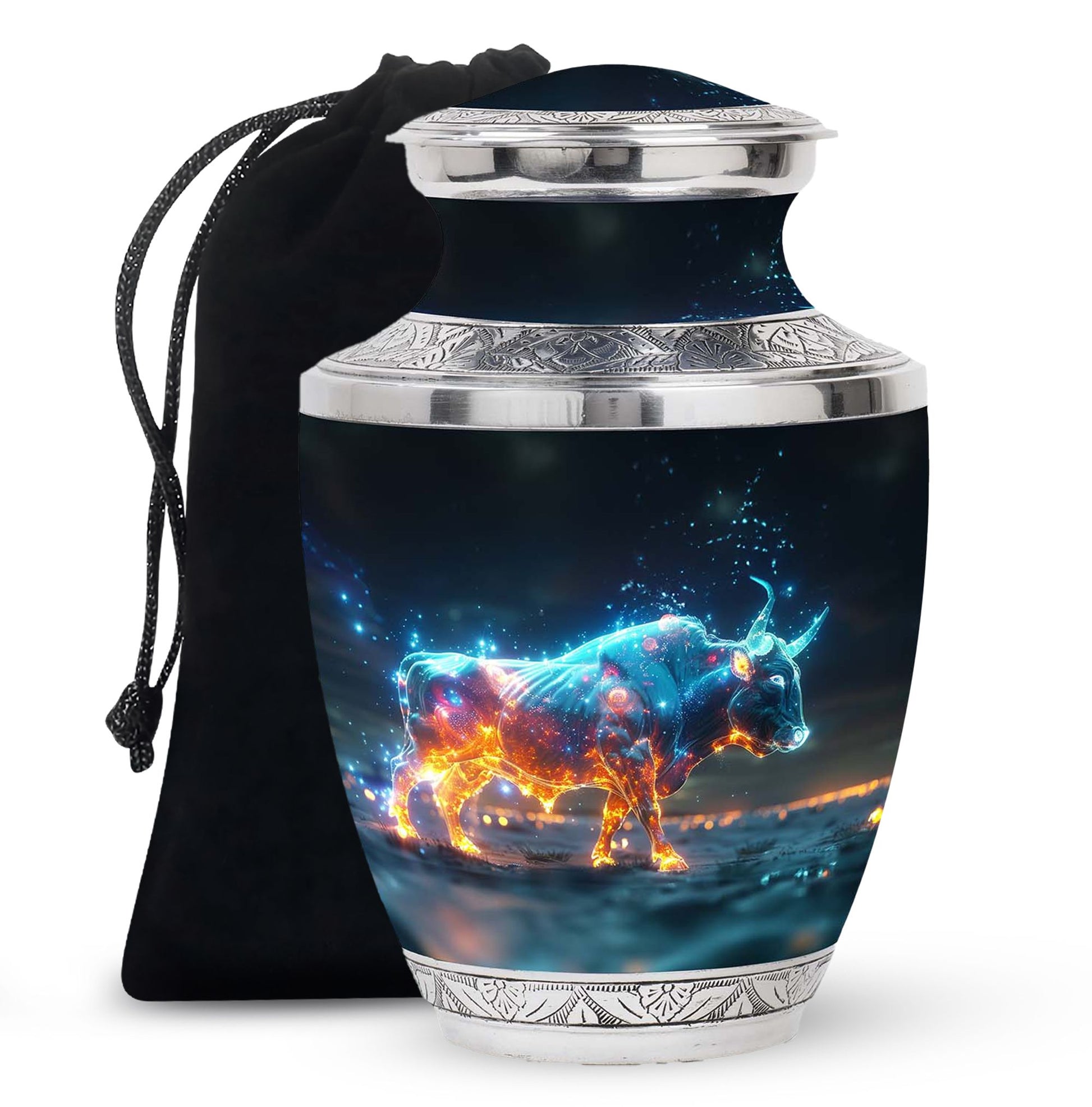 Stellar Taurus Glowing Urn - Bull Urn Memorial For Men & Women