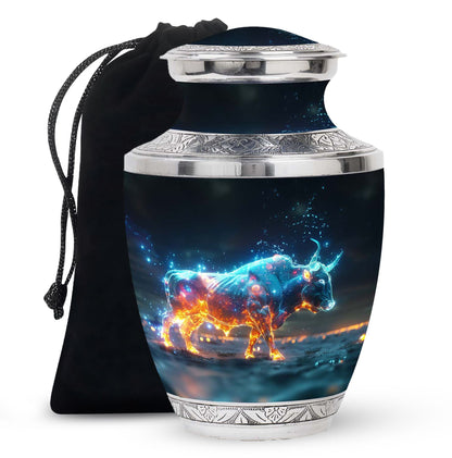 Personalized Bull Memorial Urn for Men & Women - 10-inch, 200 cu in - Yatskia