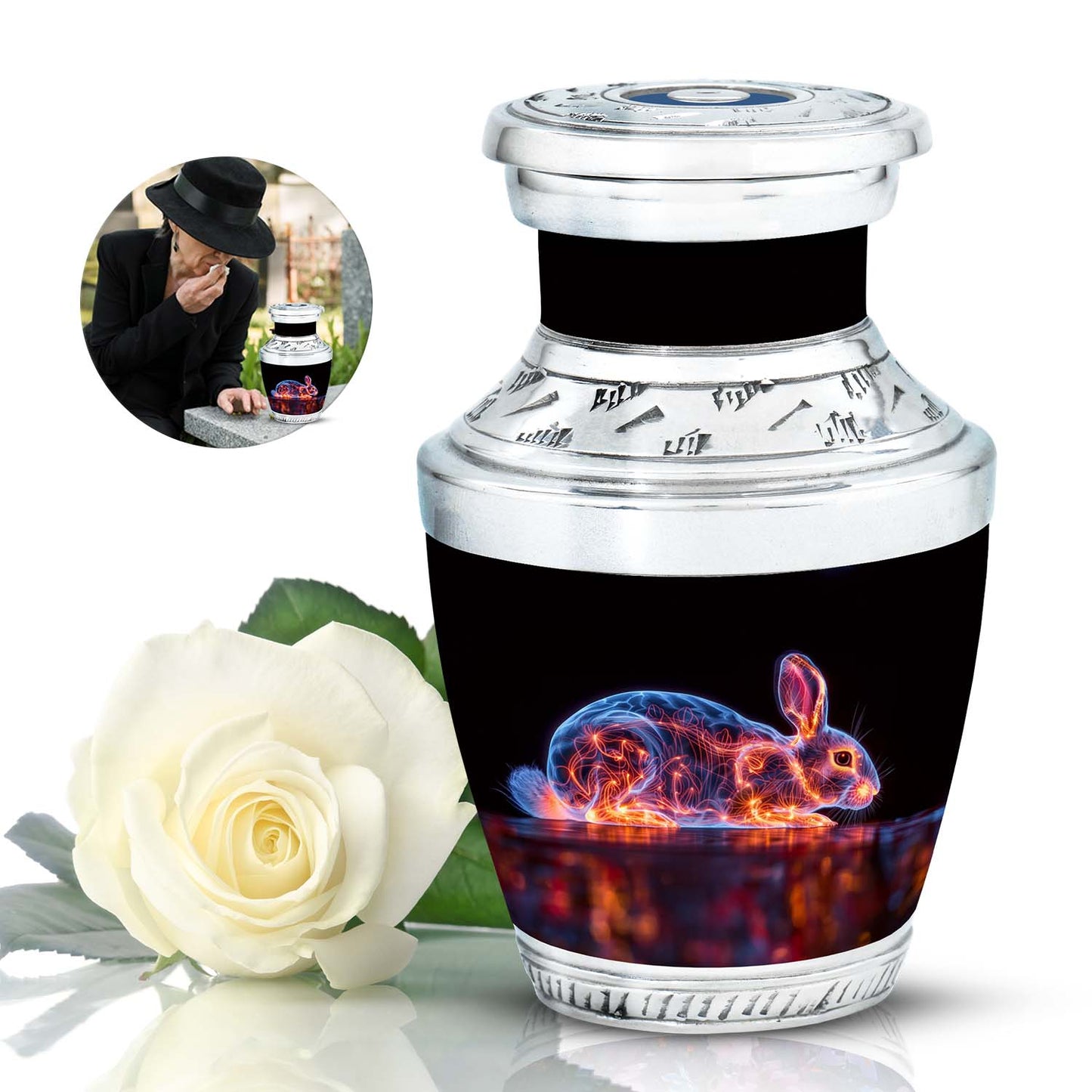 Personalized Rabbit Cremation Urn for Pet Ashes - 10-inch, 200 cu in - Yatskia