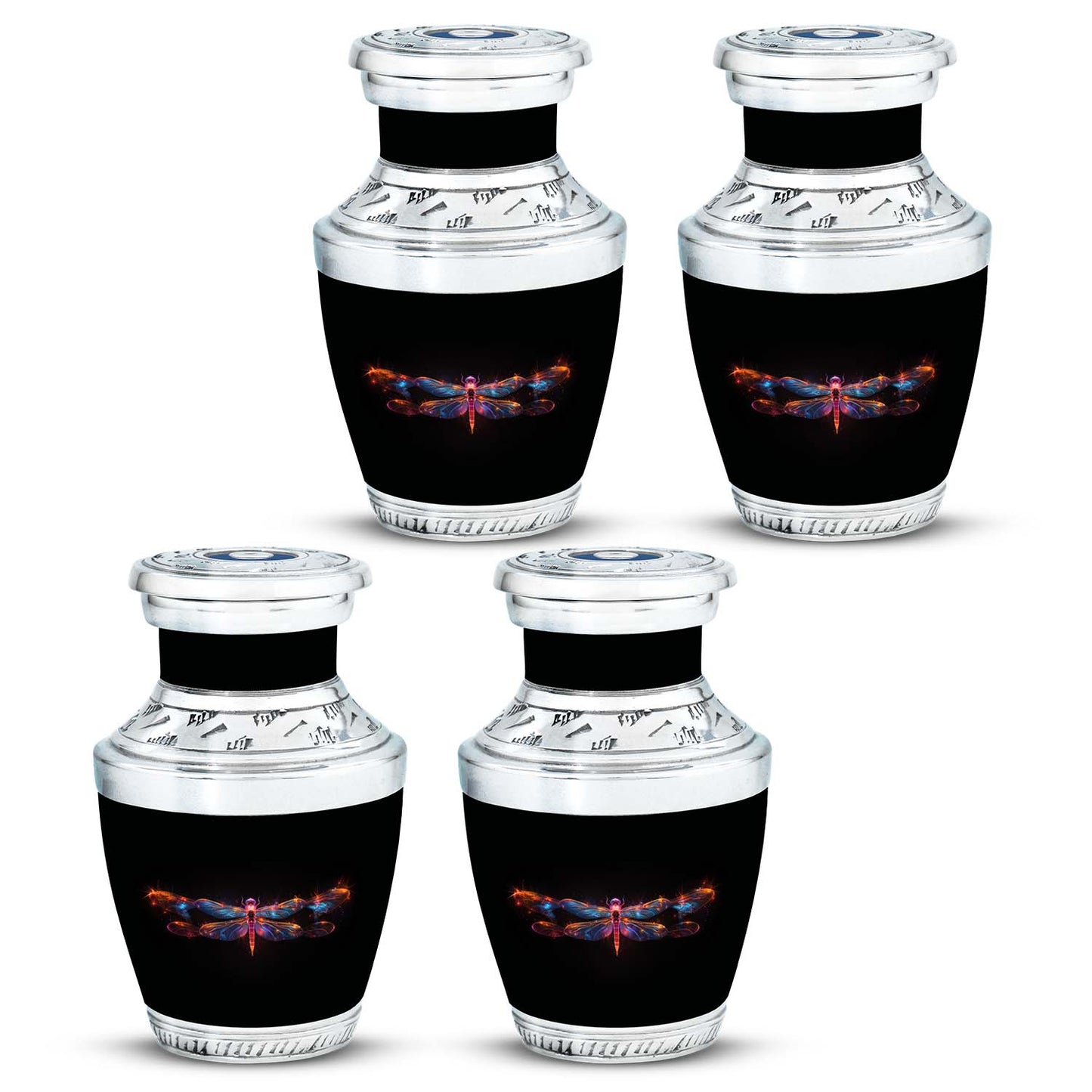 Black Personalized Dragonfly Cremation Urn for Women - 10-inch, 200 cu in - Yatskia