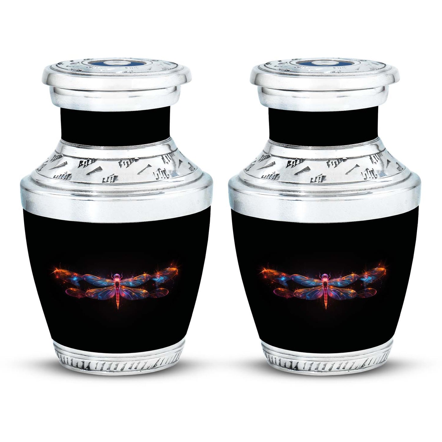 Black Personalized Dragonfly Cremation Urn for Women - 10-inch, 200 cu in - Yatskia
