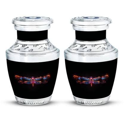 Black Personalized Dragonfly Cremation Urn for Women - 10-inch, 200 cu in - Yatskia