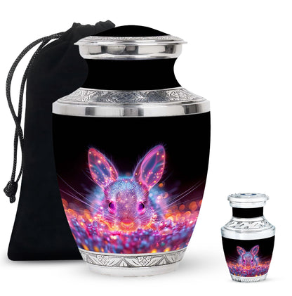 Pink Personalized Rabbit Cremation Urn for Pet Ashes - 10-inch, 200 cu in - Yatskia