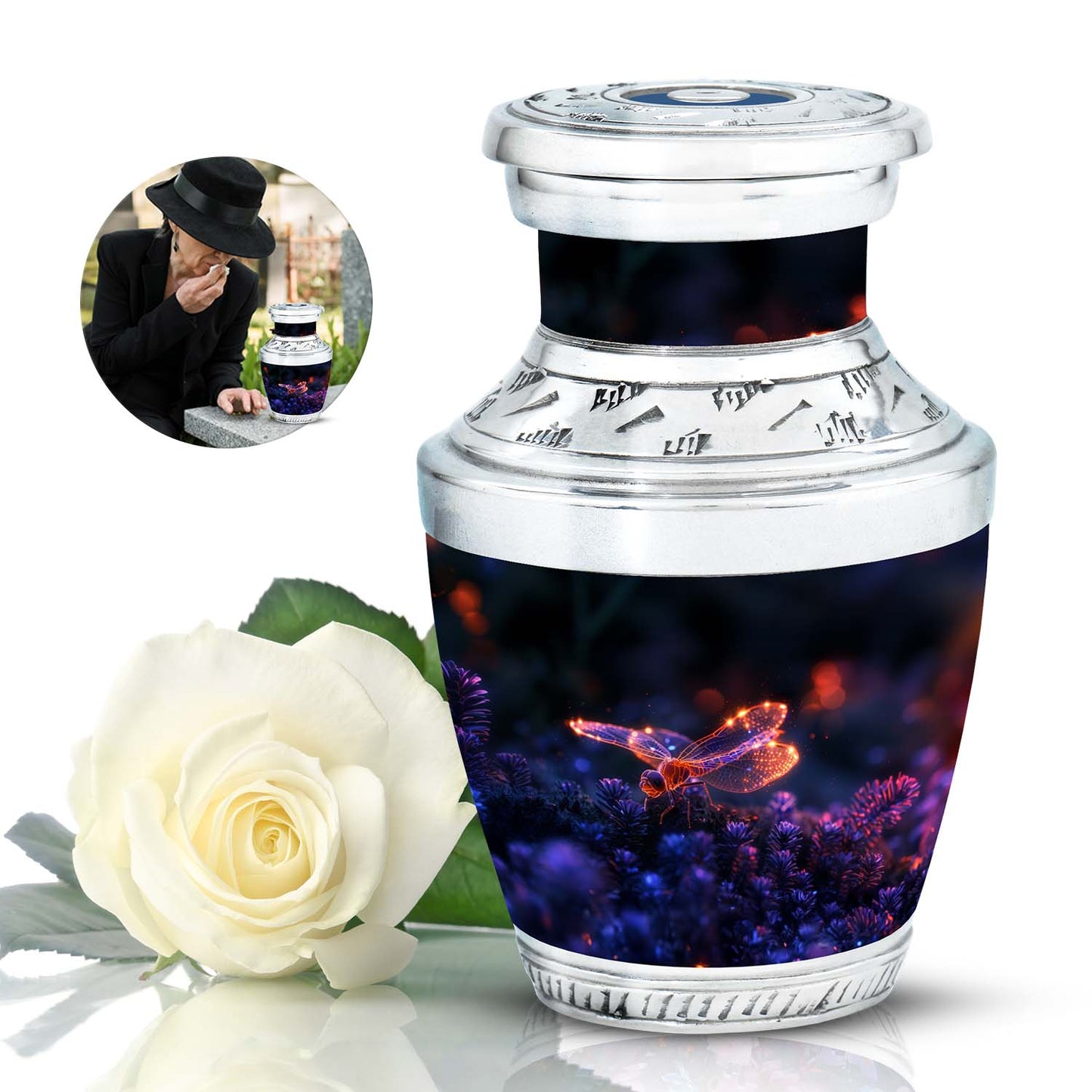 Personalized Dragonfly Cremation Urn for Human Ashes - 10-inch, 200 cu in - Yatskia