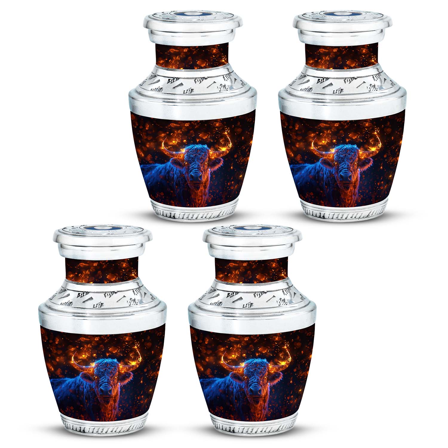 Fiery Horn Bull Memorial Urn For Ashes - Bull Cremation Ashes Urns