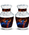 Fiery Horn Bull Memorial Urn For Ashes - Bull Cremation Ashes Urns
