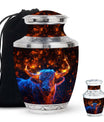 Fiery Horn Bull Memorial Urn For Ashes - Bull Cremation Ashes Urns