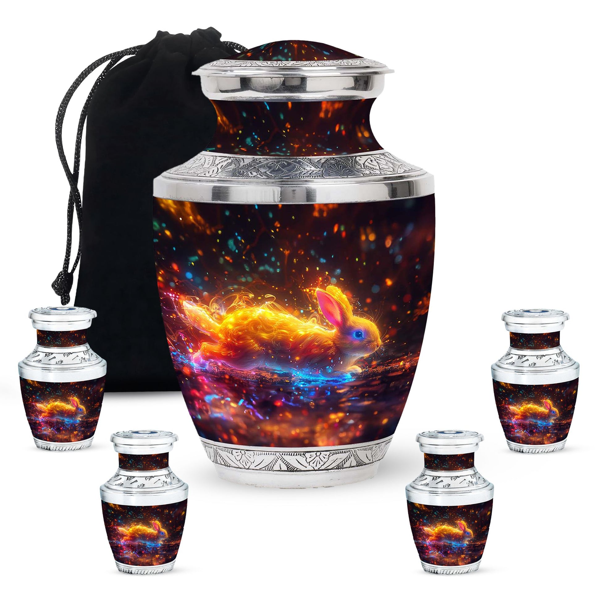 Fiery Rabbit Cremation Ashes Urn - Glowing Bunny Cremation Urns For Sale