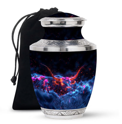Personalized Bull Cremation Urn for Men - 10-inch, 200 cu in - Yatskia