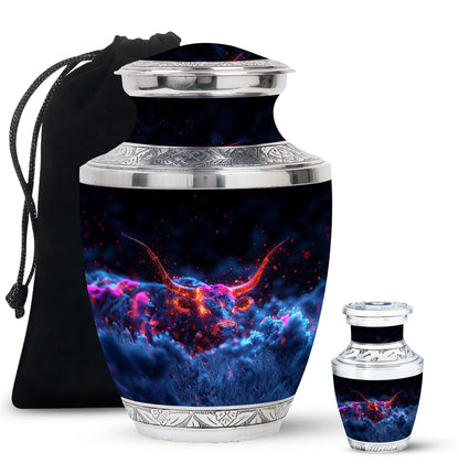 Personalized Bull Cremation Urn for Men - 10-inch, 200 cu in - Yatskia