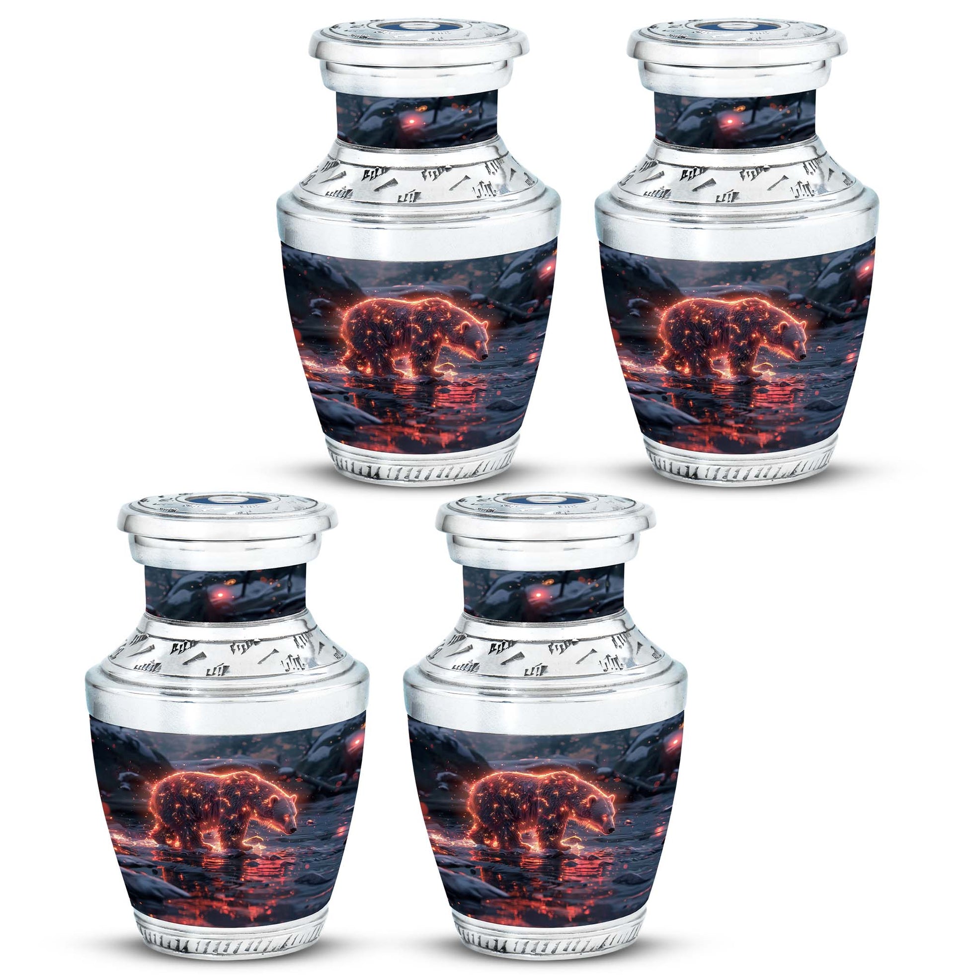 Fiery Polar Bear Urn for Funeral - Polar Bear Cremation Urn