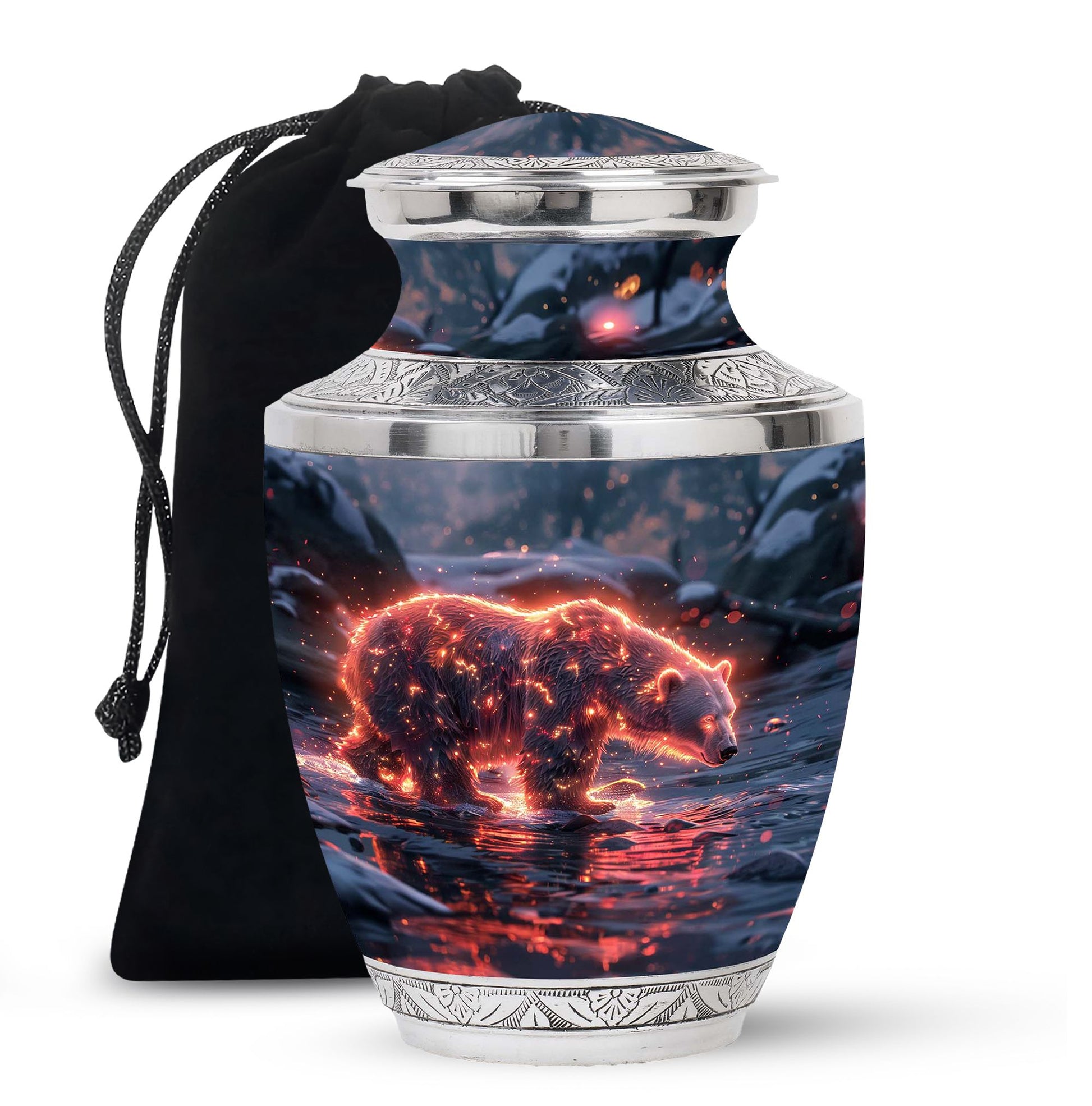 Fiery Polar Bear Urn for Funeral - Polar Bear Cremation Urn