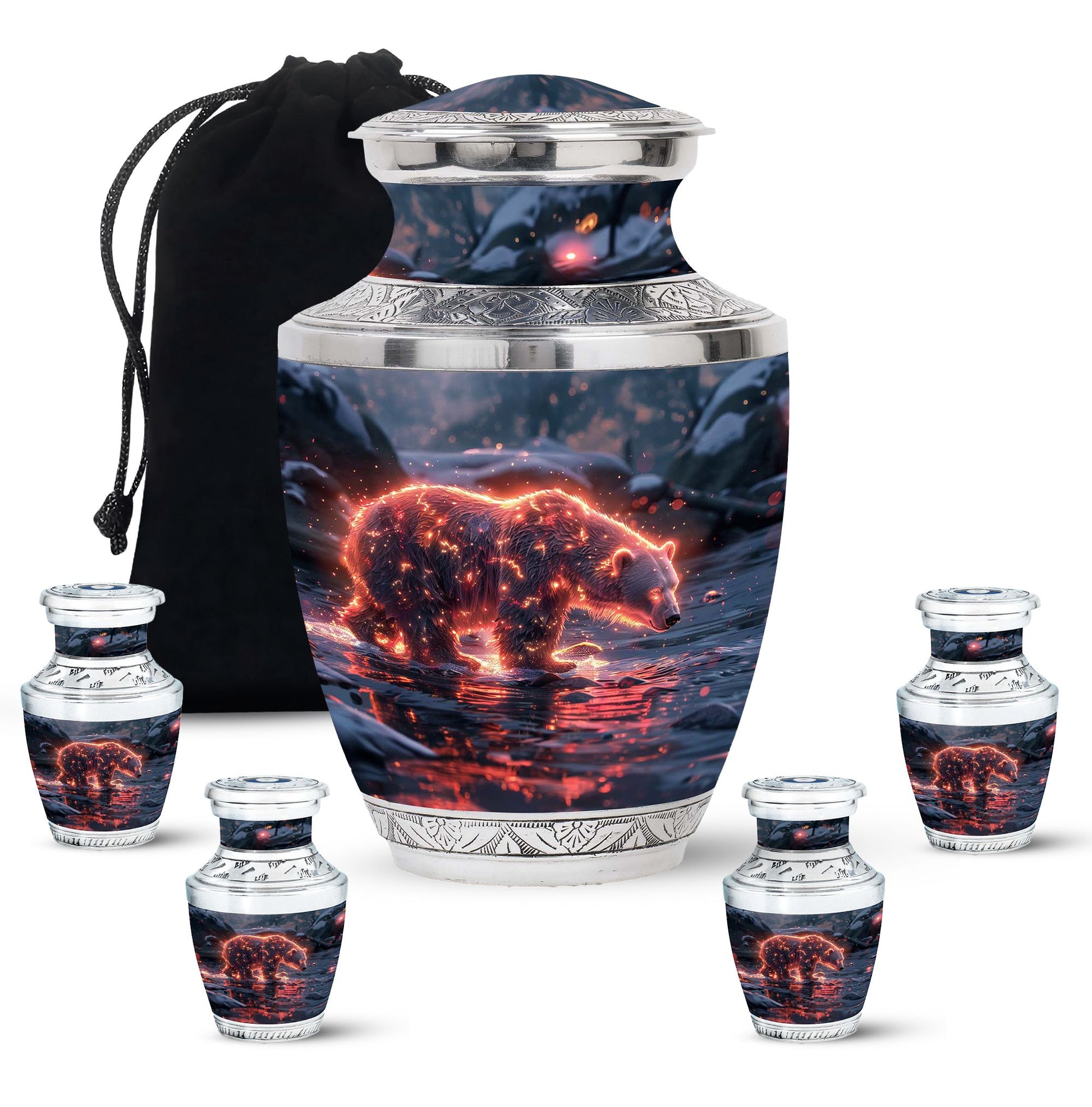 Fiery Polar Bear Urn for Funeral - Polar Bear Cremation Urn
