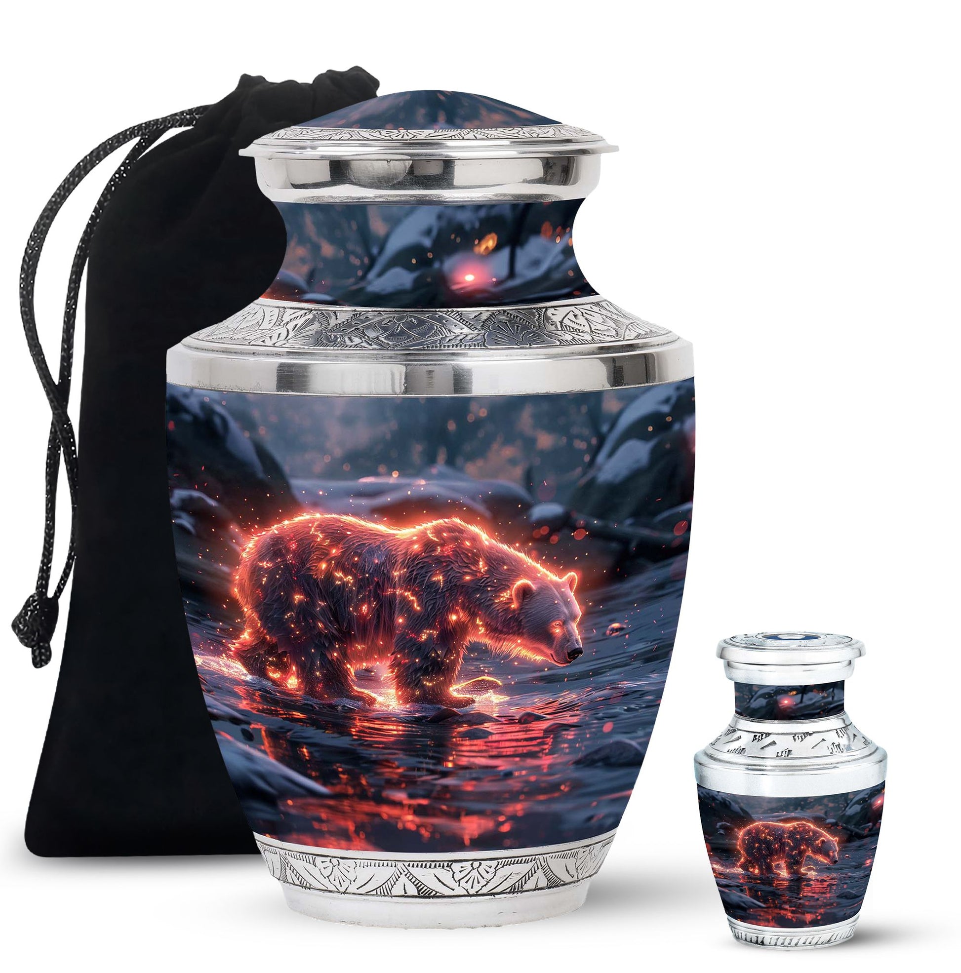 Fiery Polar Bear Urn for Funeral - Polar Bear Cremation Urn