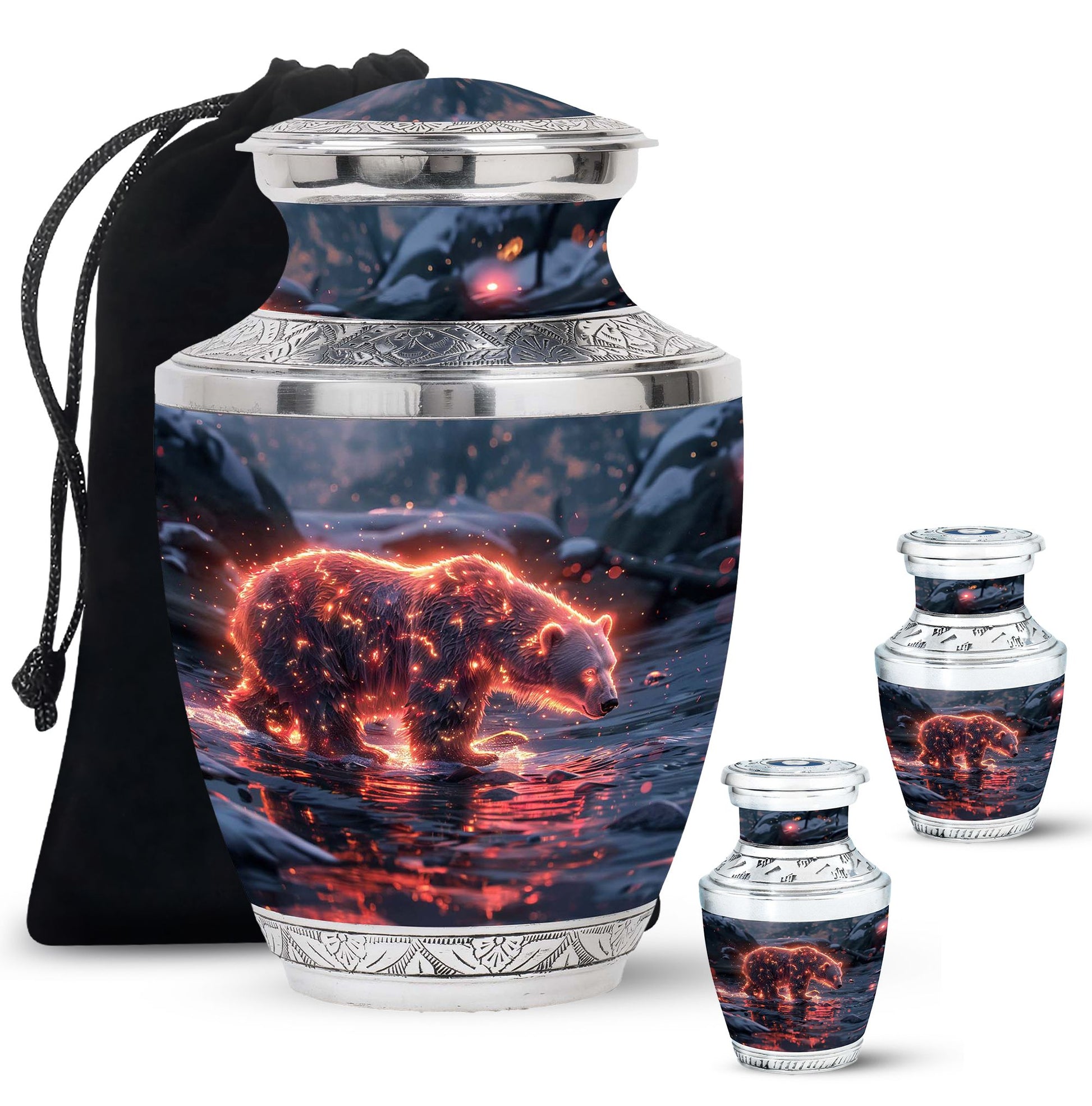 Fiery Polar Bear Urn for Funeral - Polar Bear Cremation Urn