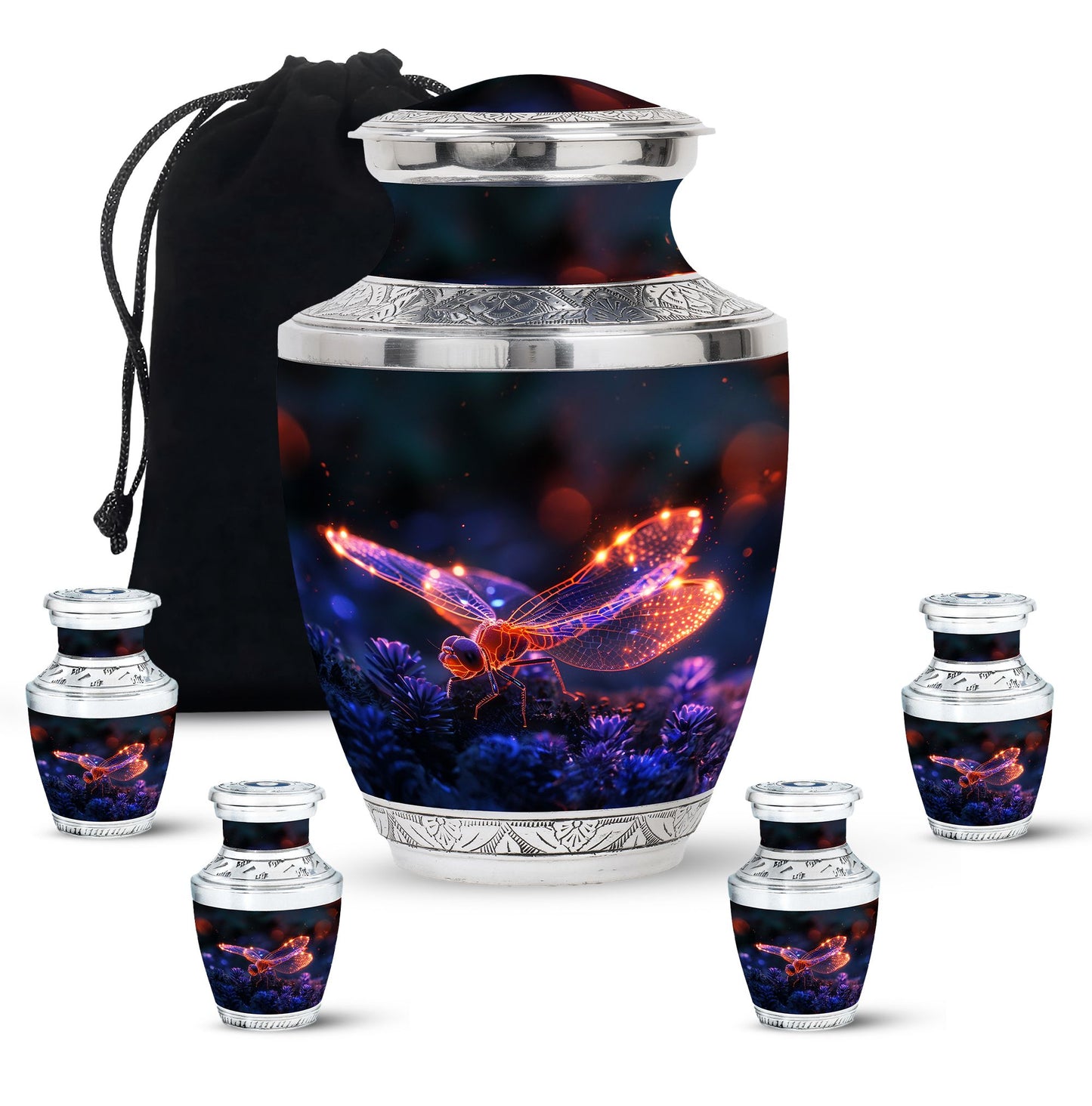 Personalized Dragonfly Cremation Urn for Men - 10-inch, 200 cu in - Yatskia