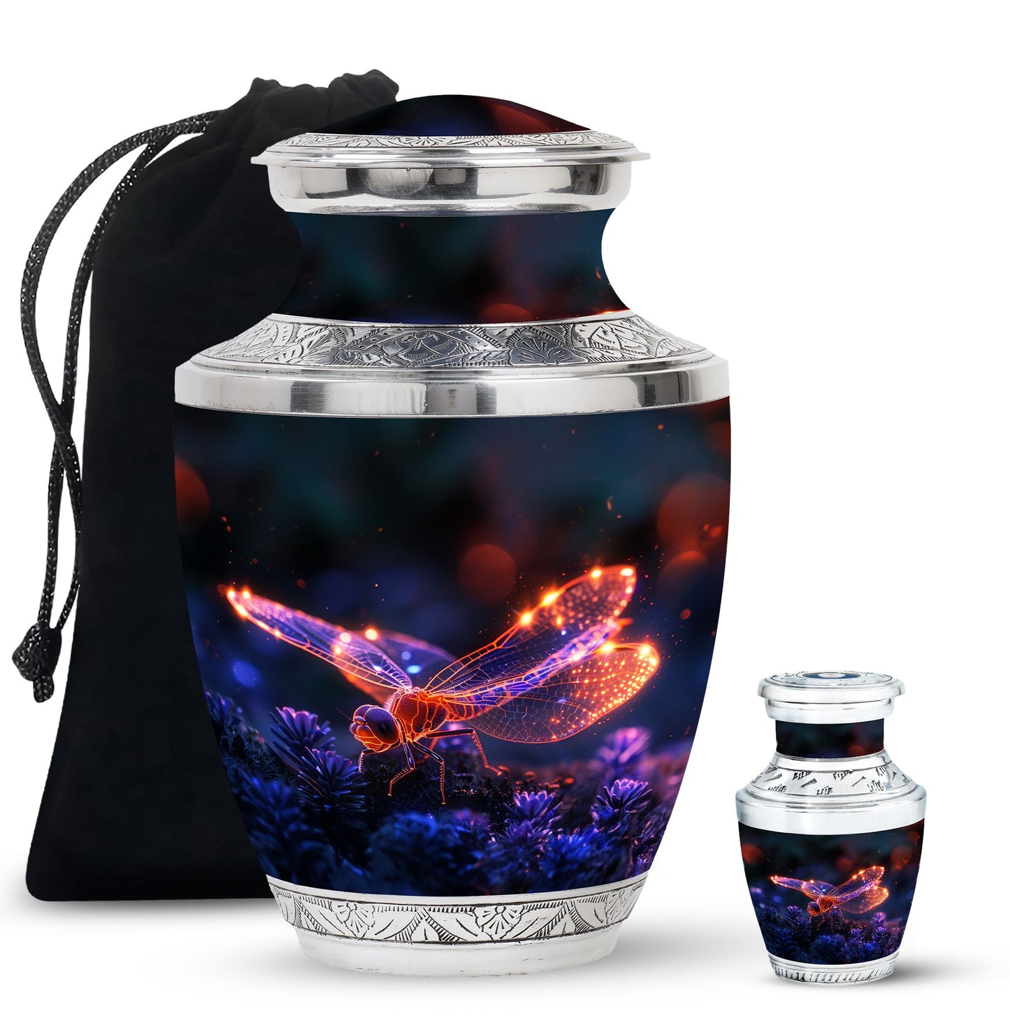 Personalized Dragonfly Cremation Urn for Men - 10-inch, 200 cu in - Yatskia