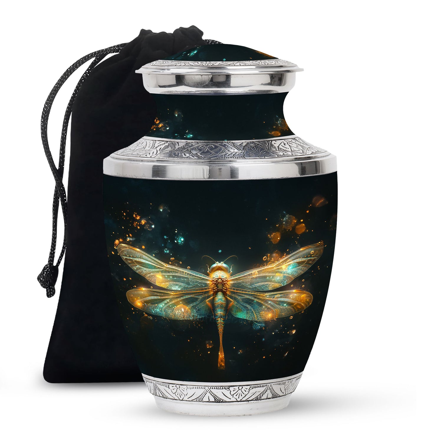 Personalized Dragonfly Cremation Urn for Women - 10-inch, 200 cu in - Yatskia
