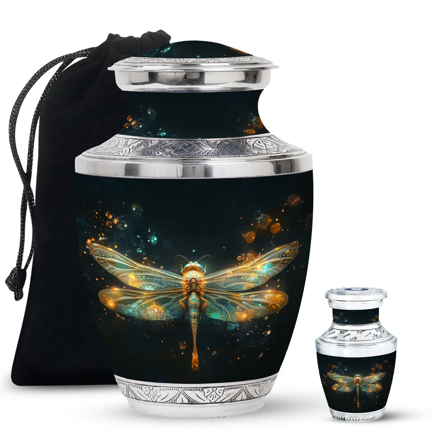 Personalized Dragonfly Cremation Urn for Women - 10-inch, 200 cu in - Yatskia