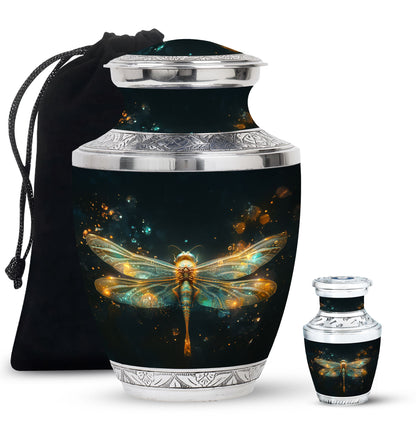 Personalized Dragonfly Cremation Urn for Women - 10-inch, 200 cu in - Yatskia
