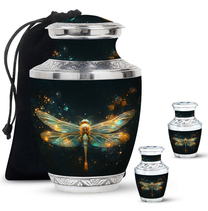 Personalized Dragonfly Cremation Urn for Women - 10-inch, 200 cu in - Yatskia