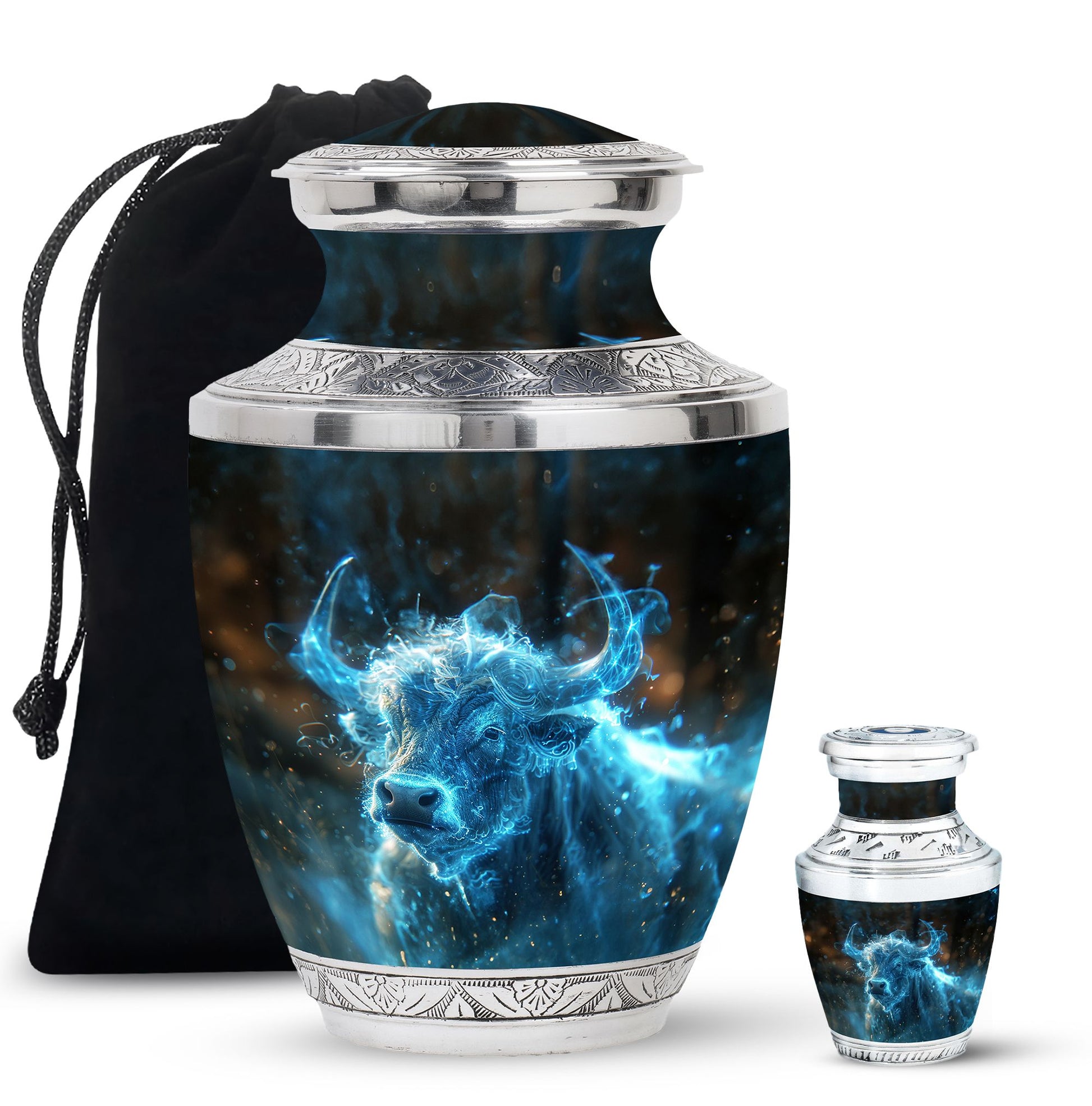 Cosmic Energy Bull Urn For Ashes - Bull Large Urn For Adult Human