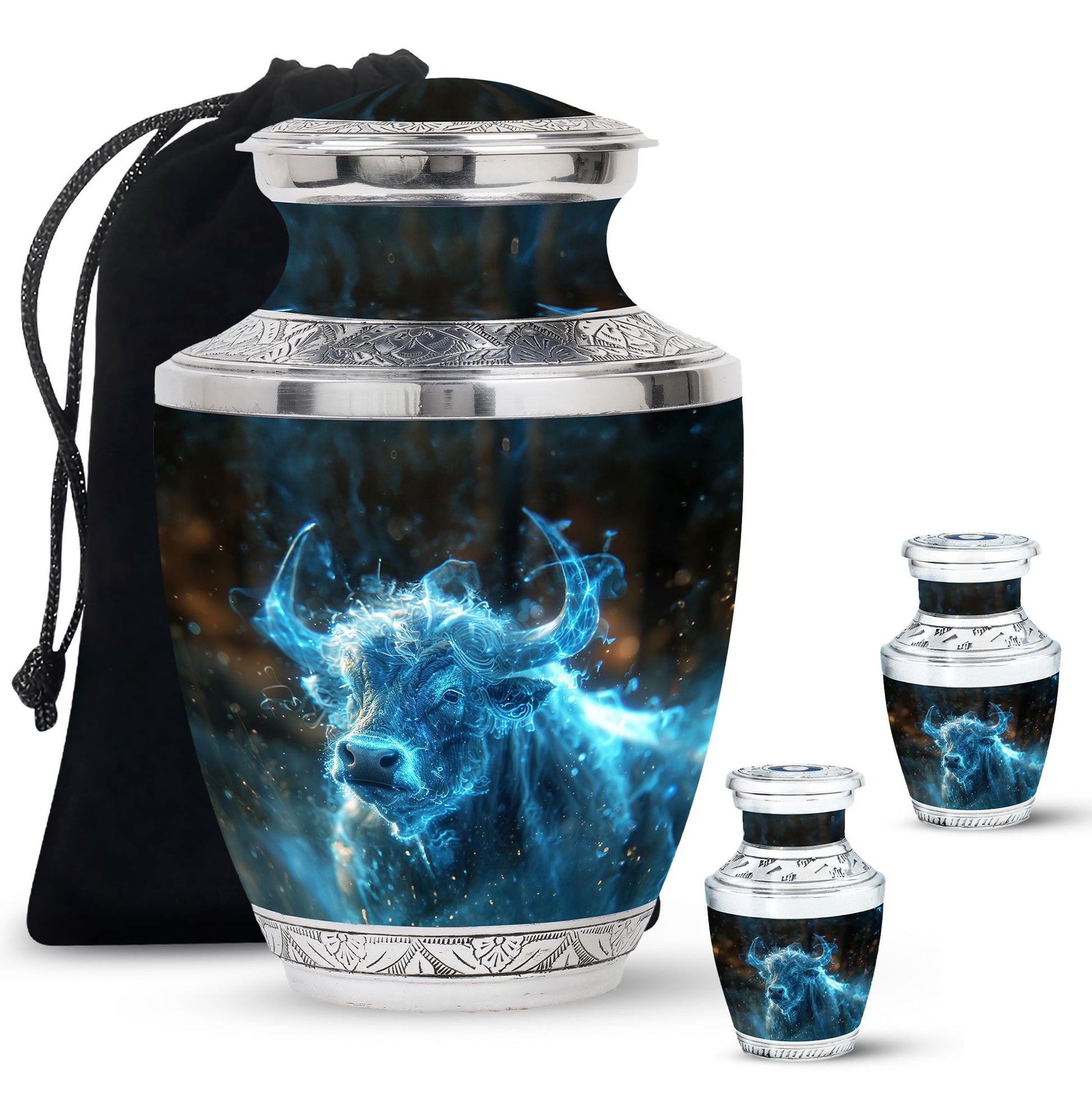 Cosmic Energy Bull Urn For Ashes - Bull Large Urn For Adult Human