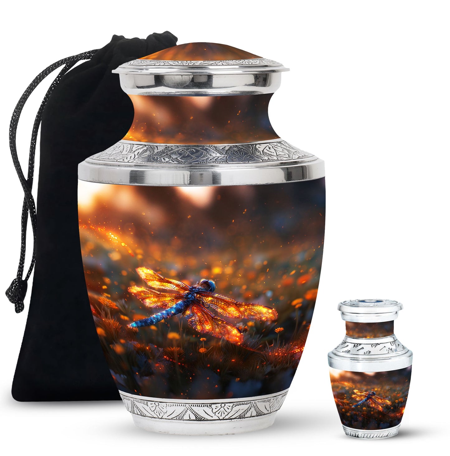 Personalized Dragonfly Memorial Urn for Human Ashes - 10-inch, 200 cu in - Yatskia