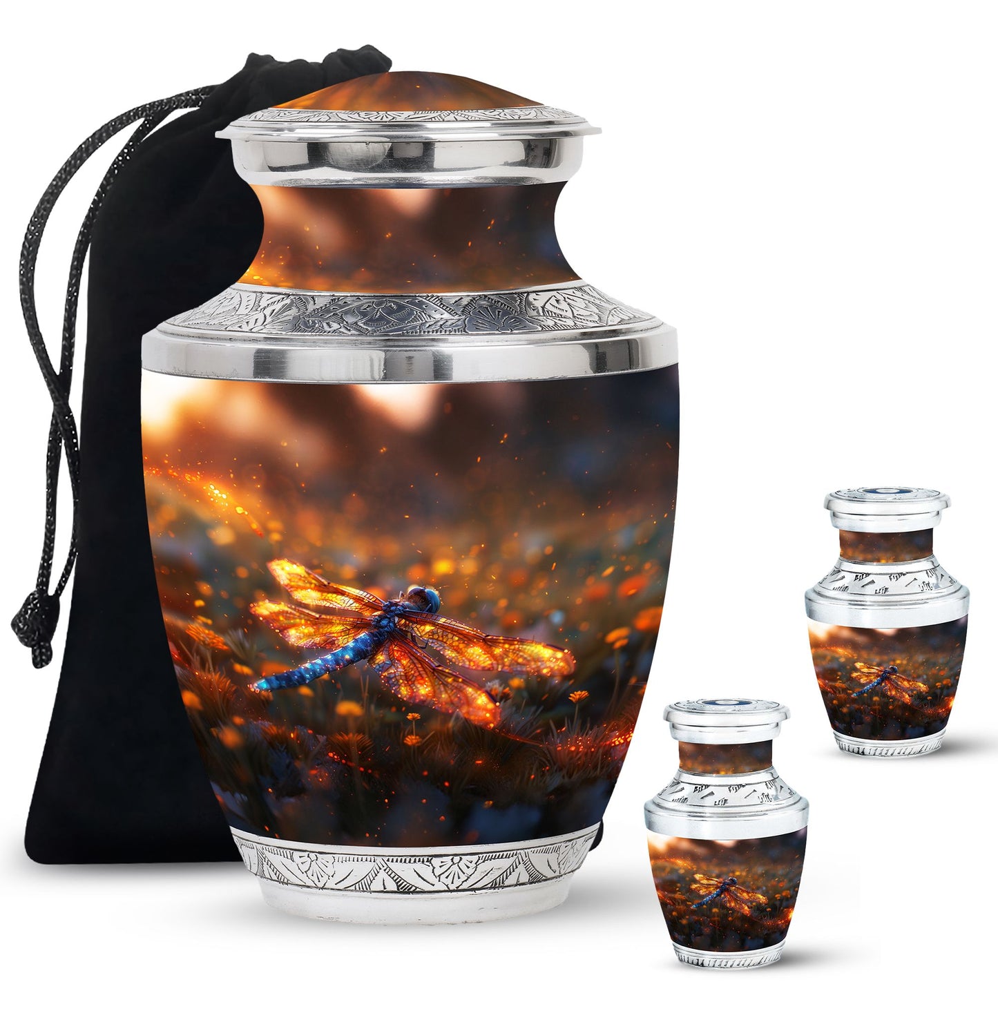 Personalized Dragonfly Memorial Urn for Human Ashes - 10-inch, 200 cu in - Yatskia