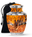 Autumn Canine Stroll Urn - German Shepherd Memorial Urns For Ashes