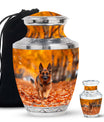 Autumn Canine Stroll Urn - German Shepherd Memorial Urns For Ashes