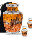Autumn Canine Stroll Urn - German Shepherd Memorial Urns For Ashes