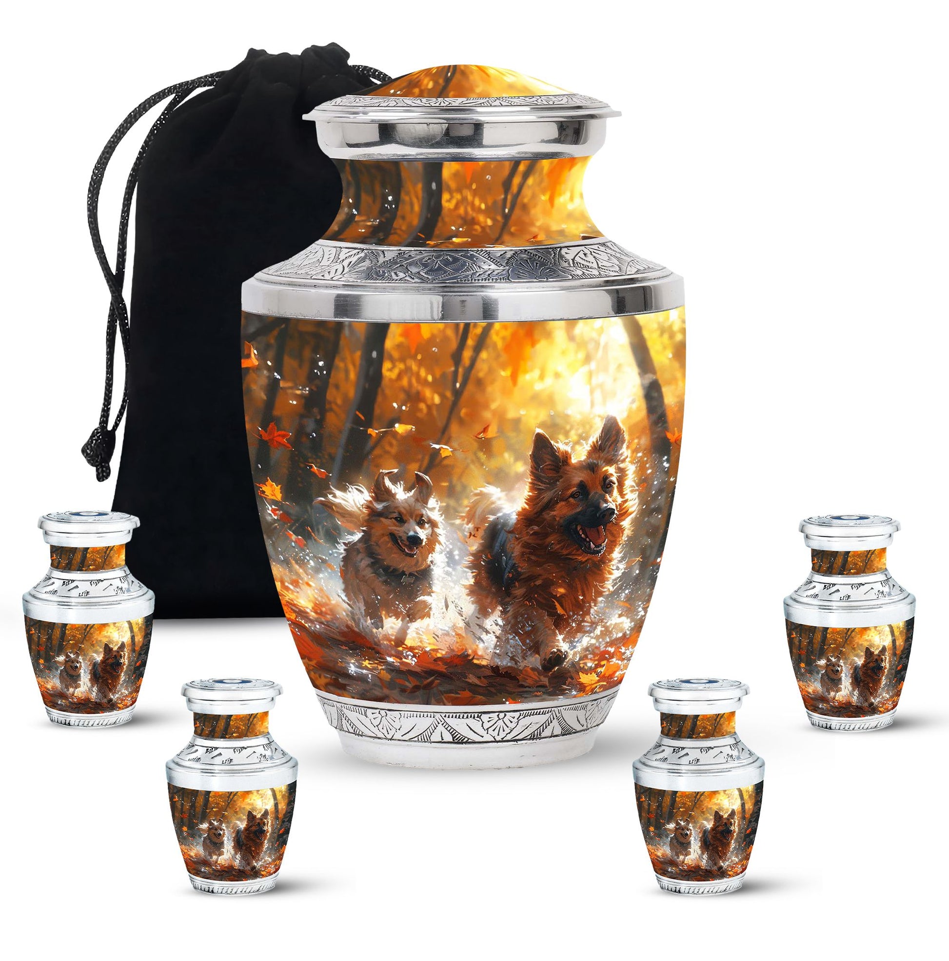 German Shepherd Memorial Urn For Dogs - Autumn Cremation Urn For Pet
